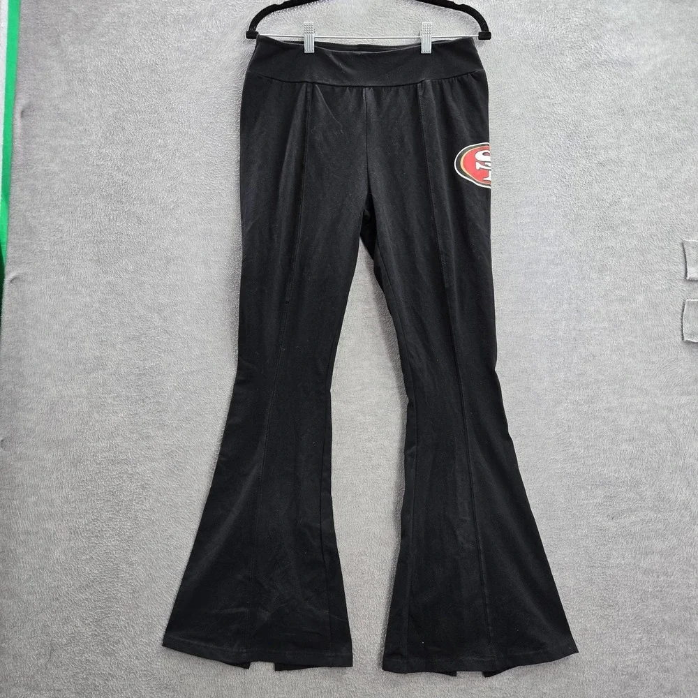 San Francisco 49ers Women Pants L Black NFL Flared Logo‎ Graphic 30